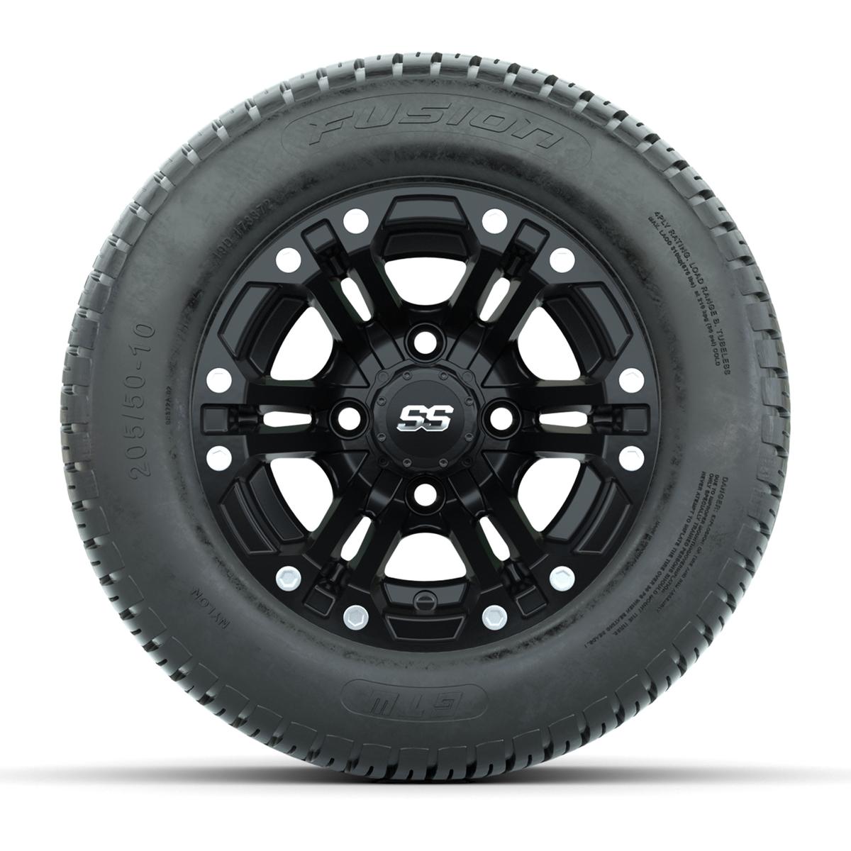 GTW Specter Matte Black 10 in Wheels with 205/50-10 Fusion Street Tires – Set of 4