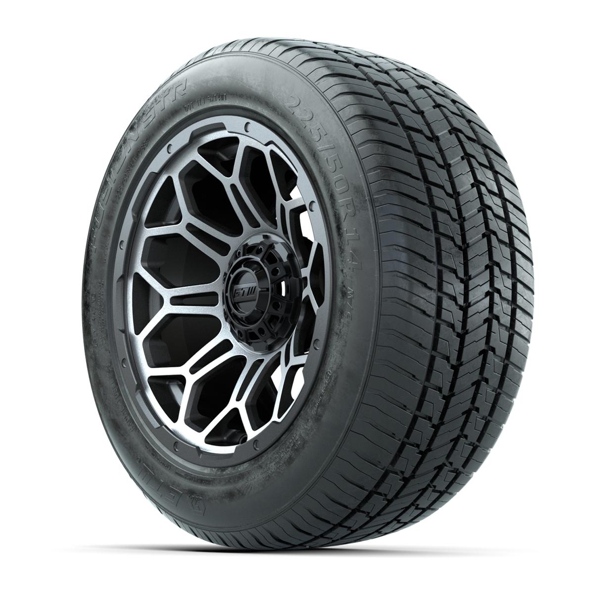 GTW&reg; Bravo Matte Gray and Machined 14 in Wheels with 255/50-R14 Fusion STR DOT Approved Street Tires - Full Set