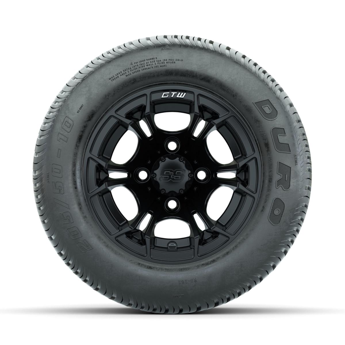 GTW Spyder Matte Black 10 in Wheels with 205/50-10 Duro Low-profile Tires – Full Set