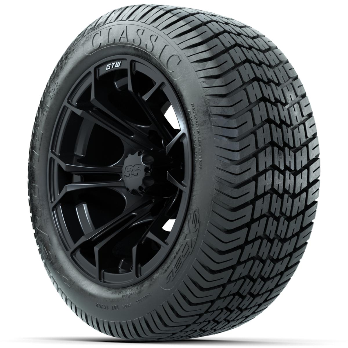 GTW Spyder Matte Black 12 in Wheels with 215/40-12 Excel Classic Street Tires – Full Set