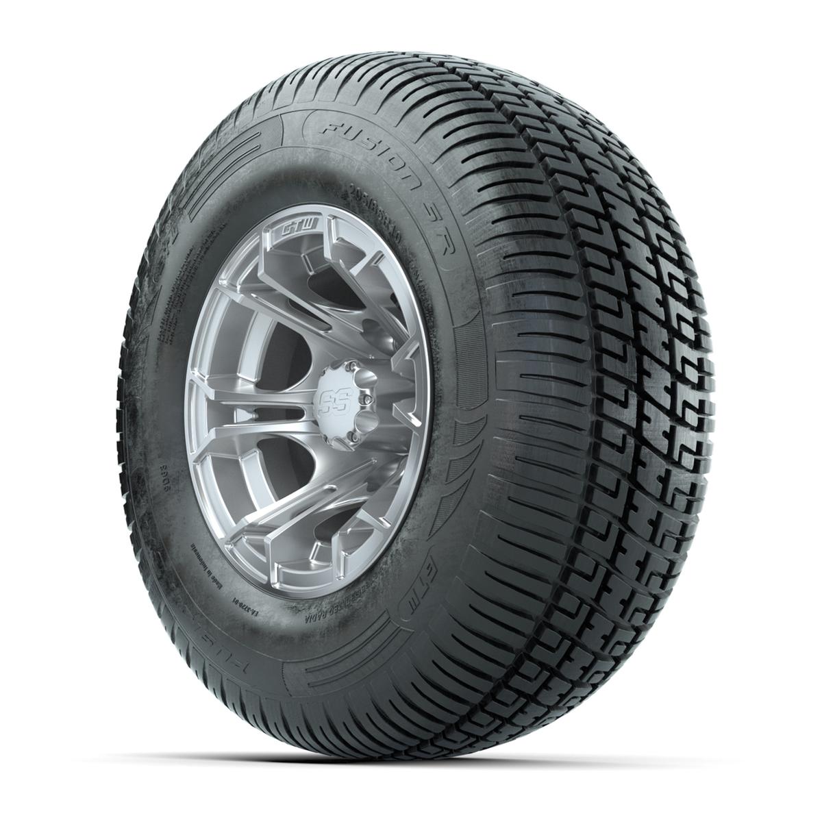 GTW Spyder Silver Brush 10 in Wheels with 205/65-R10 Fusion SR Steel Belted Radial Tires – Full Set