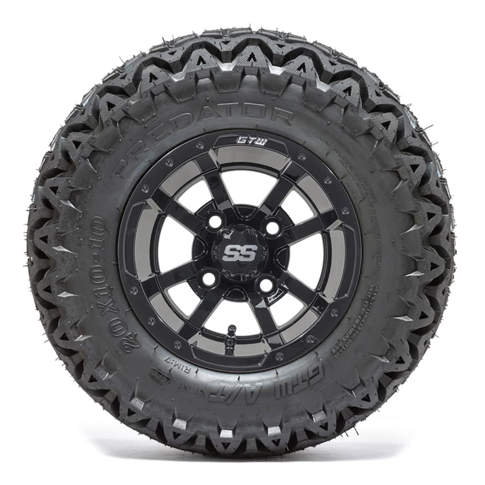 GTW Storm Trooper Black Wheels with 20in Predator A-T Tires - 10 Inch