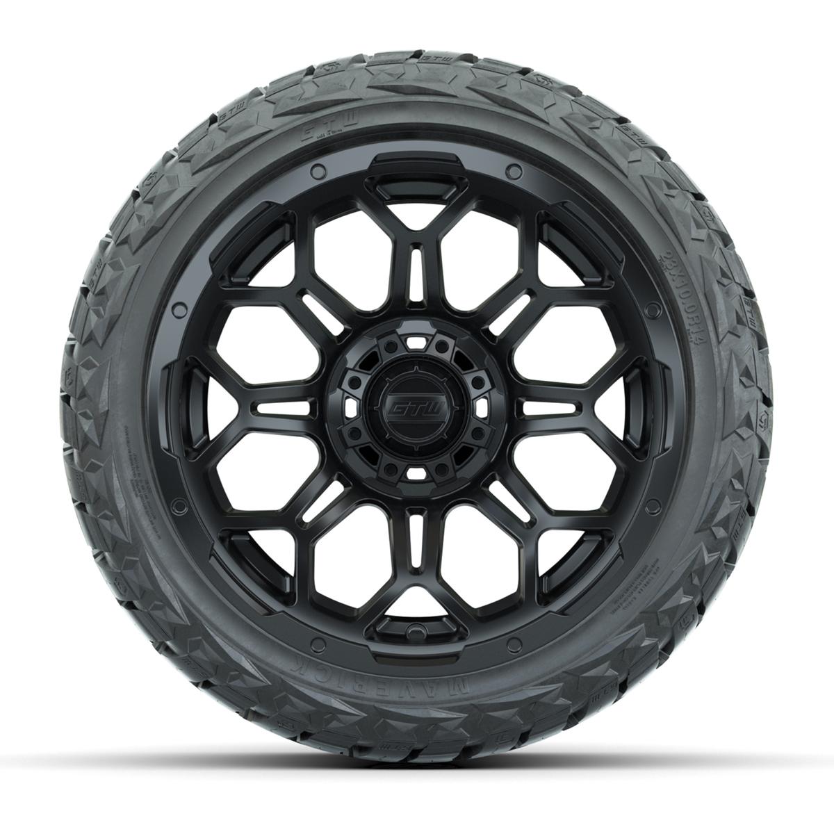 GTW Bravo Matte Black 14 in Wheels with 23x10.00-R14 Maverick All-Terrain Tires – Full Set