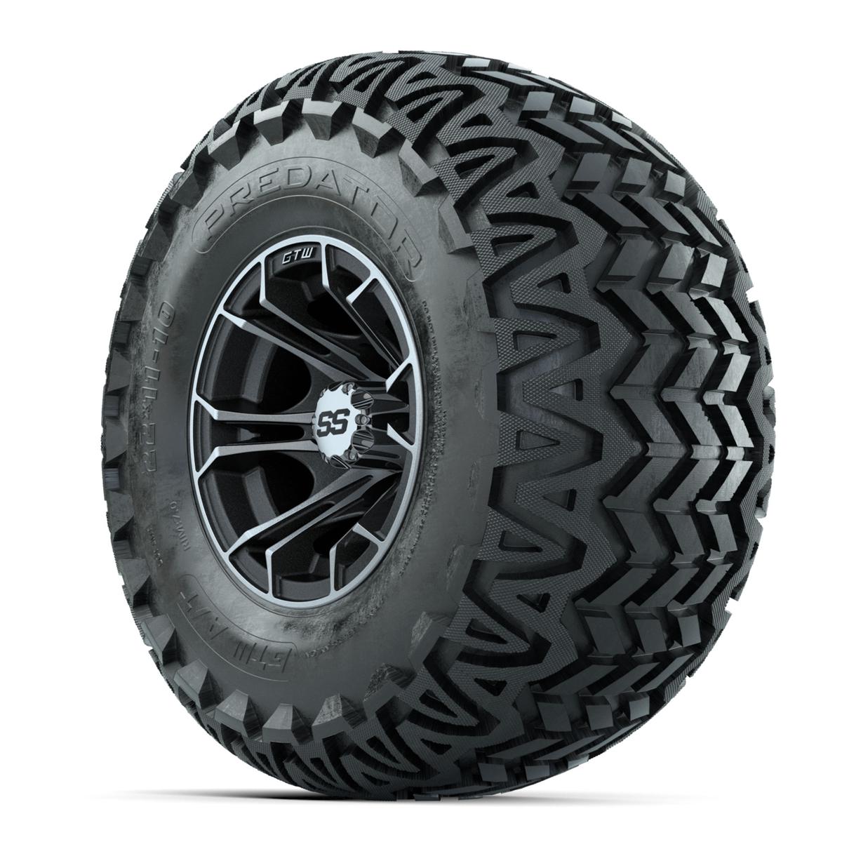 GTW Spyder Machined/Matte Grey 10 in Wheels with 22x11-10 Predator All Terrain Tires – Full Set