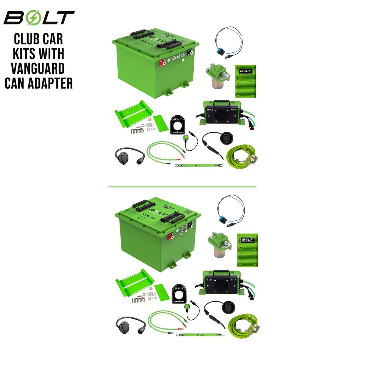 Bolt Energy Club Car Battery Kits with Vanguard CAN Adapter