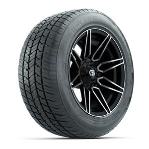 GTW&reg; Stealth Gloss Black and Machined 14 in Wheels with 255/50-R14 Fusion STR DOT Approved Street Tires - Full Set