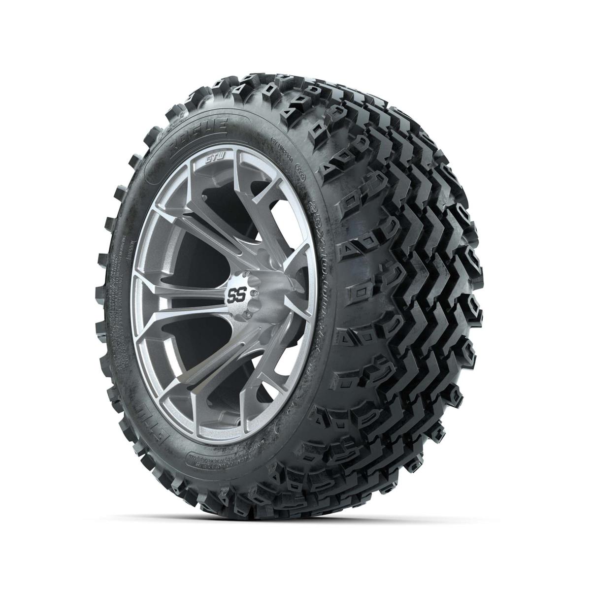 GTW&reg; Spyder Silver Brush 14 in Wheels with 23X10.00-14 Rogue All-Terrain Tires – Full Set