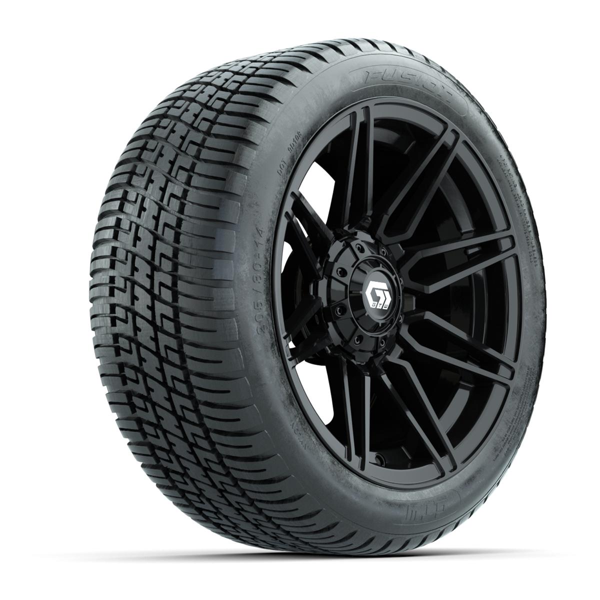 GTW® Stealth Gloss Black 14 in Wheels with 205/30-14 Fusion Street Tires – Full Set