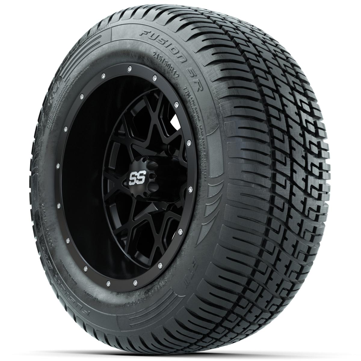 Set of (4) 12 in GTW Vortex Wheels with 215/50-R12 Fusion S/R Street Tires