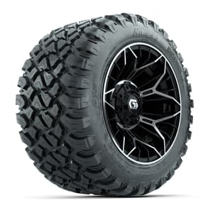 Set of (4) 12 in GTW® Stellar Machined & Black Wheels with 22x11-R12 Nomad All-Terrain Tires