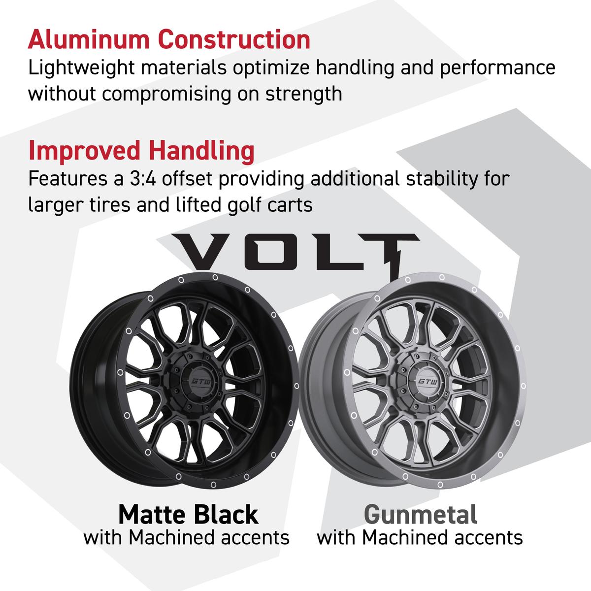 GTW Volt Gunmetal/Machined 14 in Wheels with 23x10-R14 Nomad All Terrain Tires - Full Set