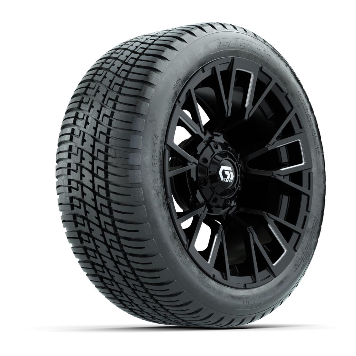 GTW® Vandal Matte Black/Machined 14 in Wheels with 205/30-14 Fusion Street Tires – Full Set