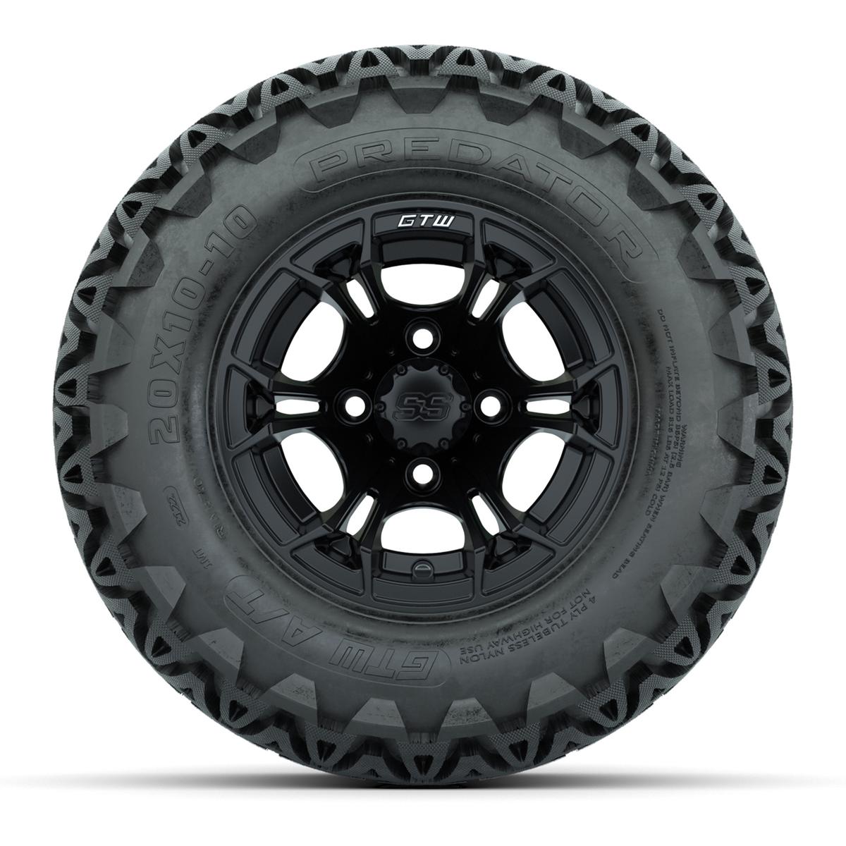 GTW Spyder Matte Black 10 in Wheels with 20x10-10 Predator All Terrain Tires – Full Set