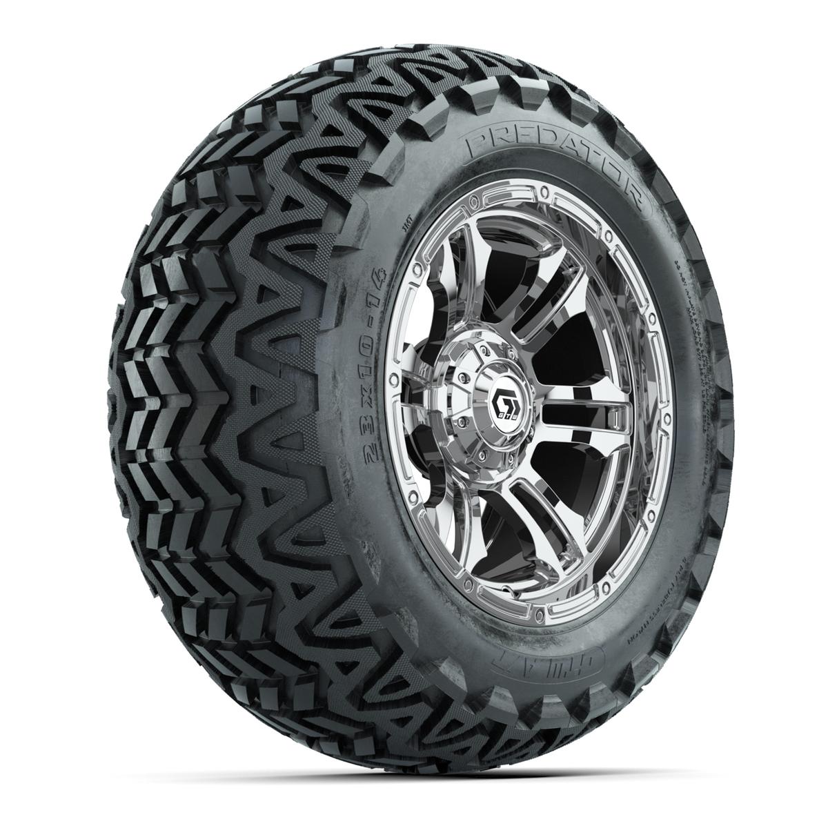 GTW® Shogun Chrome 14 in Wheels with 23x10-14 Predator All-Terrain Tires – Full Set
