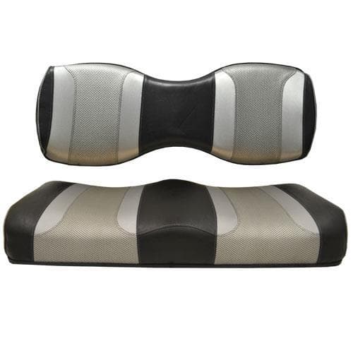 MadJax&reg; Tsunami Black Liquid Silver W/ Silver Rush Custom Rear Seat Cushion Assembly (Years Genesis 250 / 300)