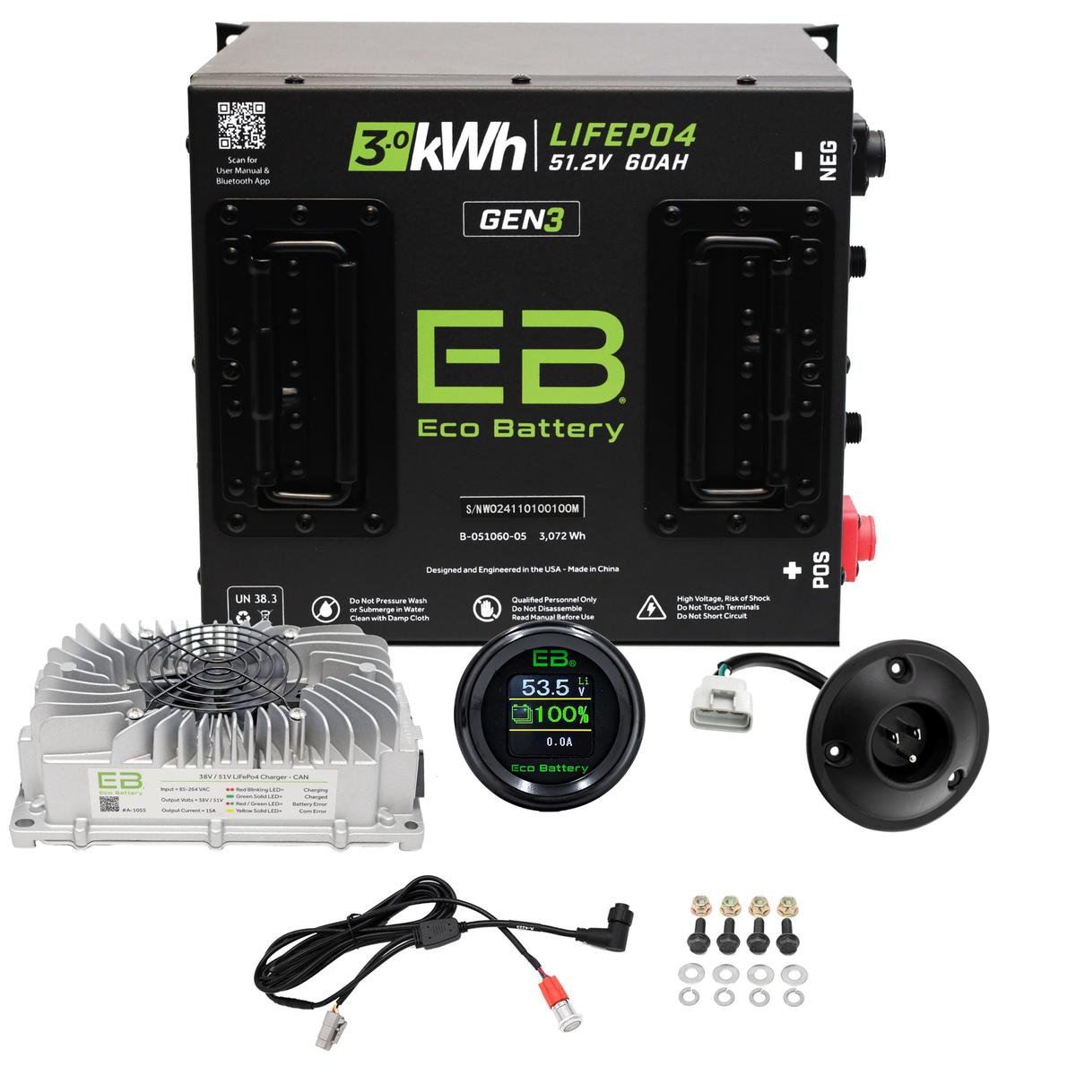 Yamaha G29/Drive 2007-2010 Eco Lithium 51V 60Ah GEN3 Battery Bundle – Cube
