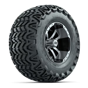 Set of 4 GTW 10in Storm Trooper Black and Machined Wheels with 20in Predator A-T Tires