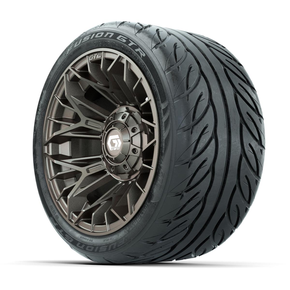 GTW&reg; Stellar Matte Bronze 12 in Wheels with 215/40-R12 Fusion GTR Steel Belt Radial Street Tires – Full Set