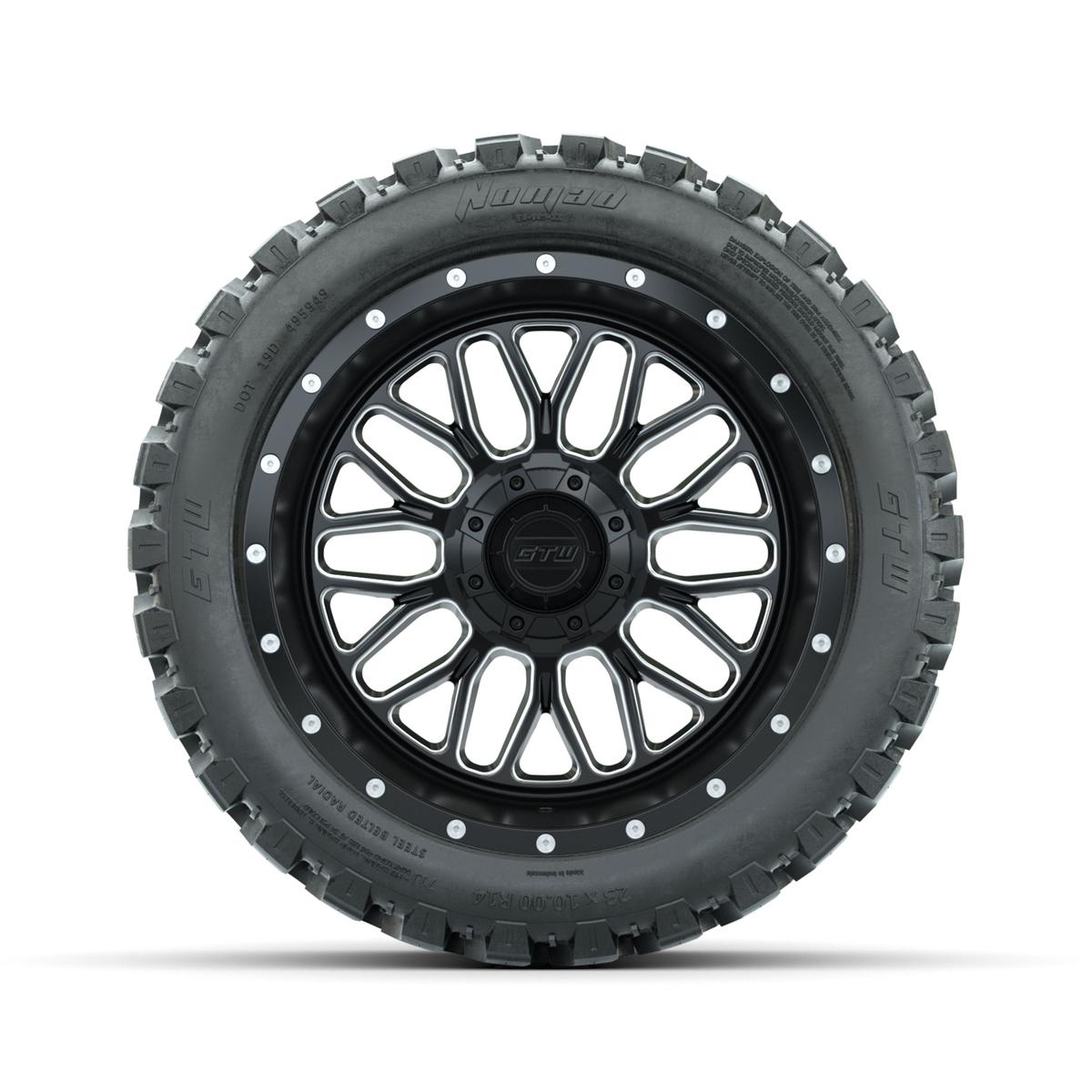 Set of (4) 14 in GTW® Helix Machined & Black Wheels with 23x10-R14 Nomad All-Terrain Tires