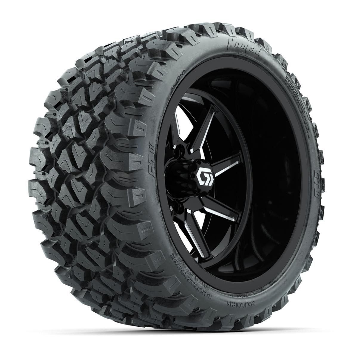 GTW&reg; Reaper Black/Machined 15 in Wheels with 23X10-R15 Nomad Steel Belted Radial All-Terrain Tires - Full Set