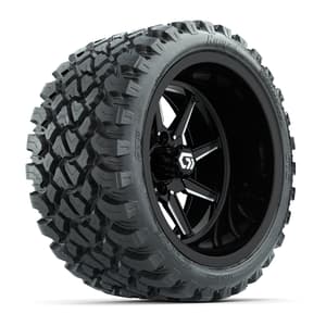 GTW&reg; Reaper Black/Machined 15 in Wheels with 23X10-R15 Nomad Steel Belted Radial All-Terrain Tires - Full Set