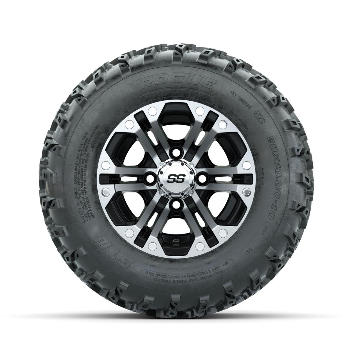 GTW Specter Machined/Black 10 in Wheels with 20x10.00-10 Rogue All Terrain Tires – Full Set