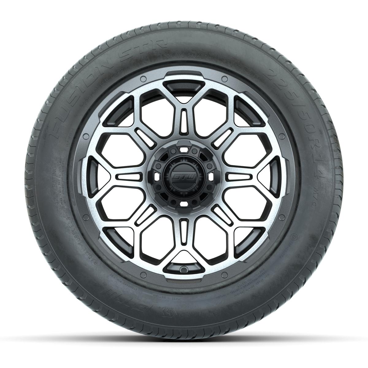 GTW&reg; Bravo Matte Gray and Machined 14 in Wheels with 255/50-R14 Fusion STR DOT Approved Street Tires - Full Set