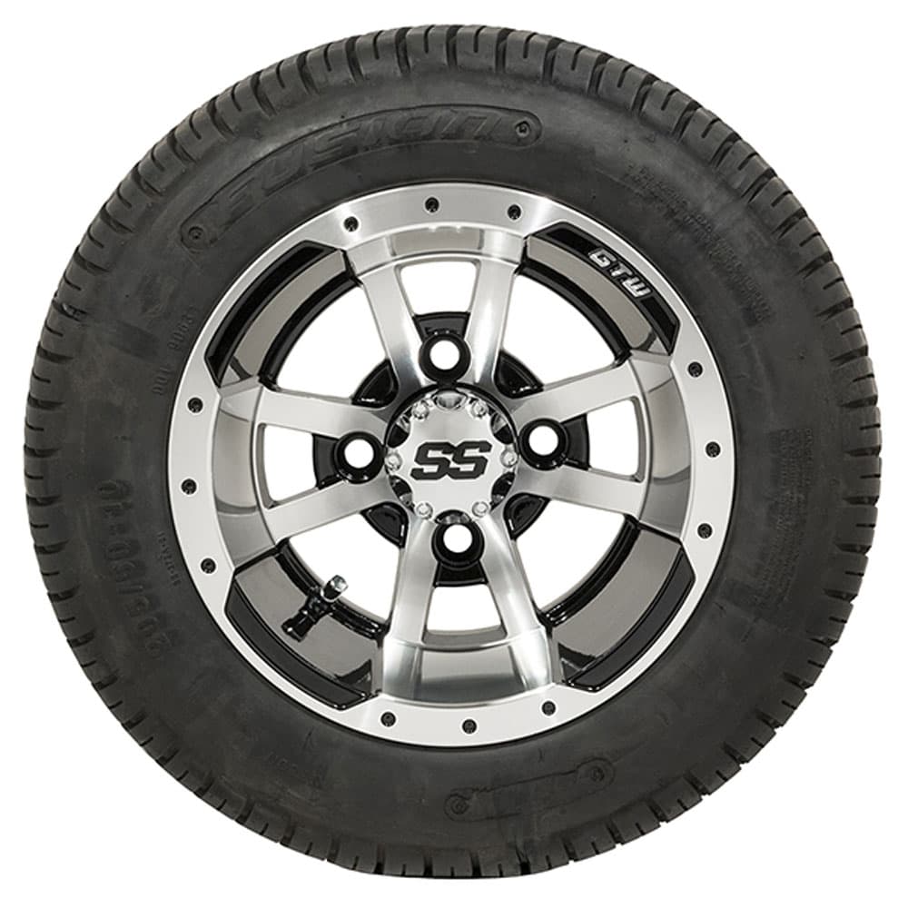 GTW Storm Trooper Black and Machined Wheels with 18in Fusion DOT Approved Street Tires - 10 Inch