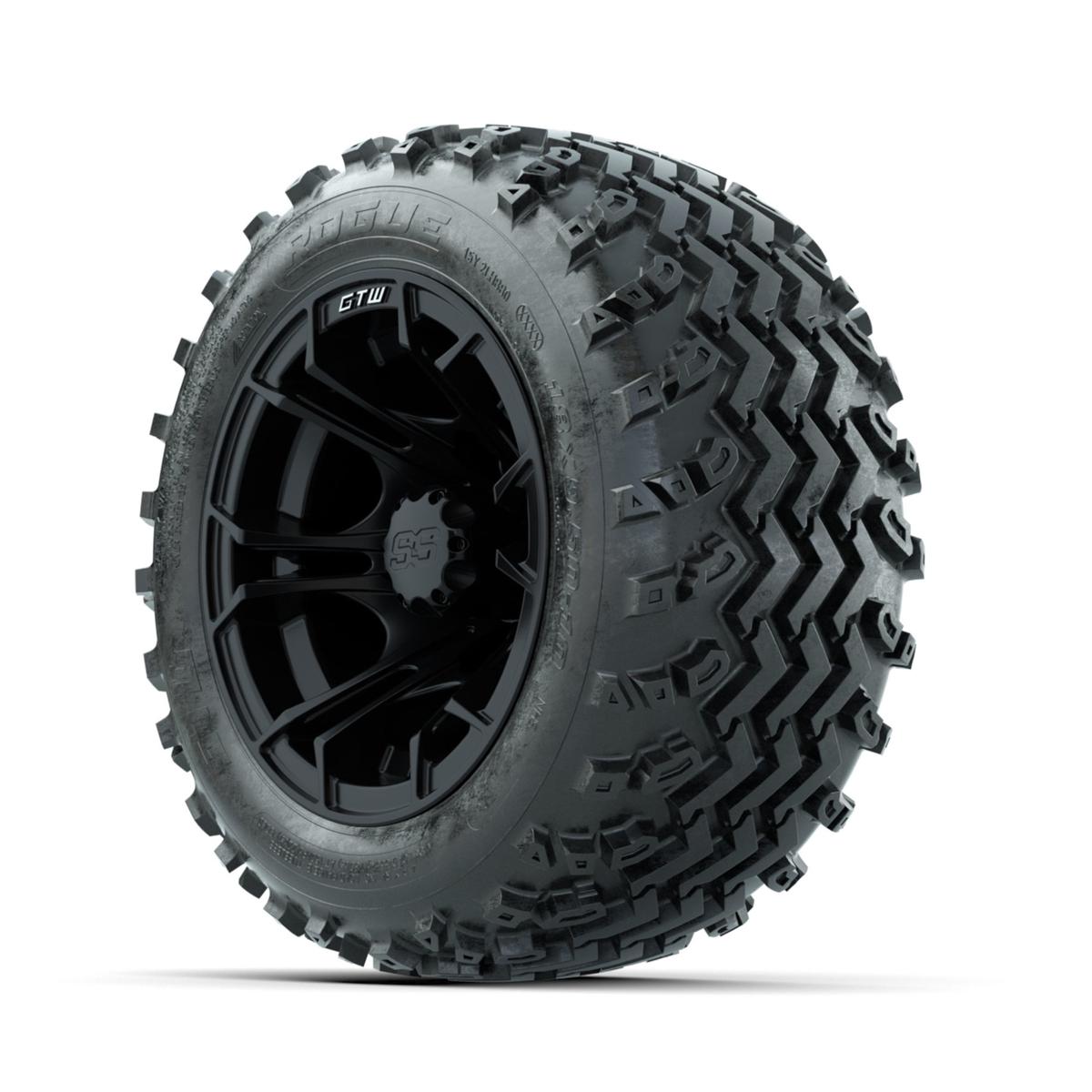 GTW Spyder Matte Black 10 in Wheels with 18x9.50-10 Rogue All Terrain Tires – Full Set