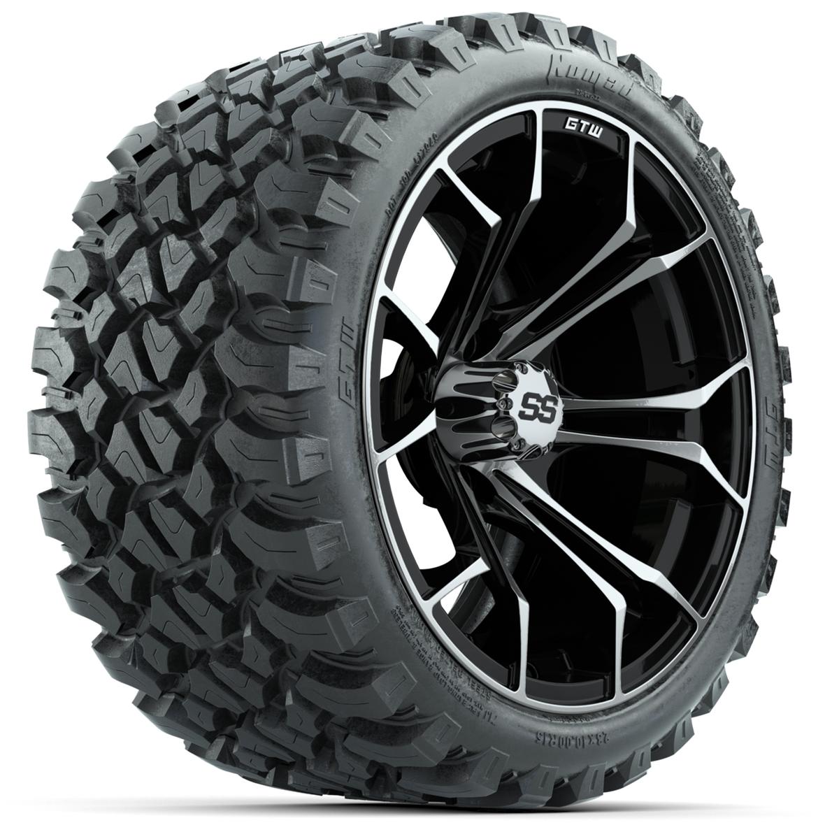 GTW Spyder Machined/Black 15 in Wheels with 23x10-R15 Nomad All-Terrain Tires – Full Set