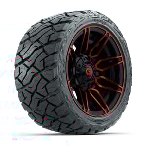 GTW Stealth Gloss Black/Red 12 in Wheels with 215/40-R12 Maverick Low-Profile All-Terrain Tires – Full Set