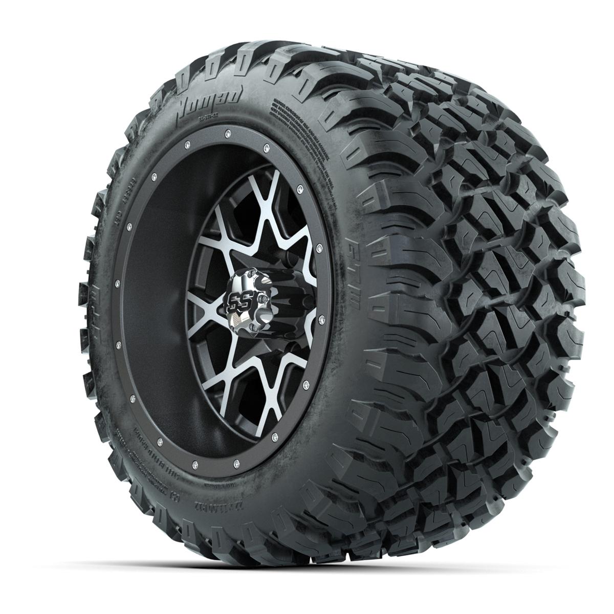 GTW&reg; Vortex 2 Matte Gray/Machined 12 in Wheels with 22X11-R12 Nomad Steel Belt Radial All-Terrain Tires – Full Set