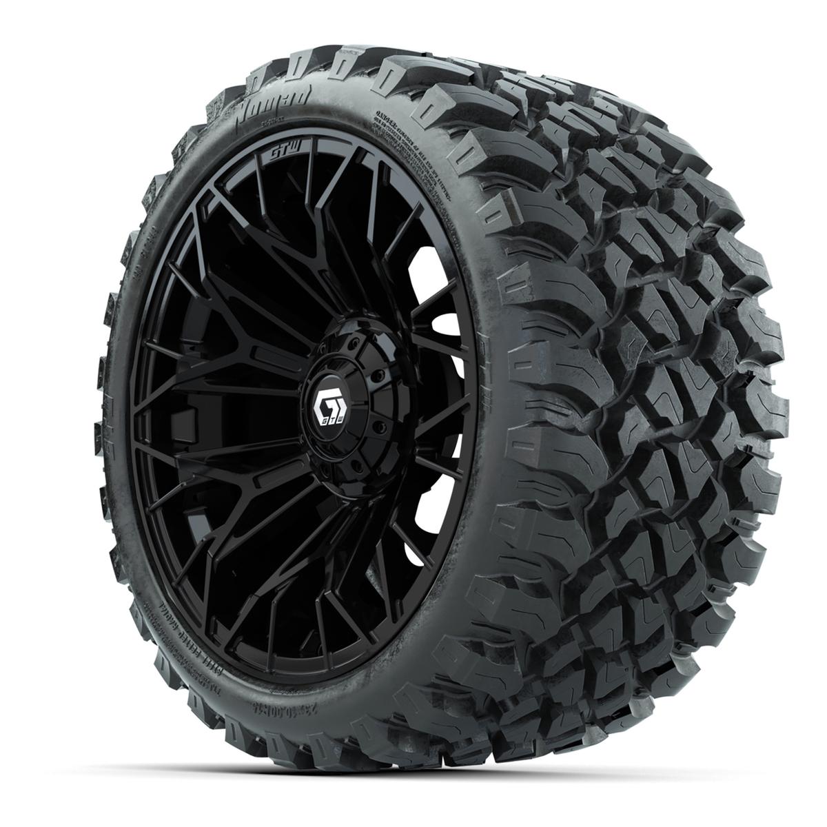 Set of (4) 15 in GTW® Stellar Black Wheels with 23x10-R15 Nomad All-Terrain Tires