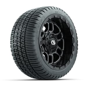 GTW&reg; Titan Black/Machined 12 in Wheels with 205/30-12 Fusion Street Tires – Full Set