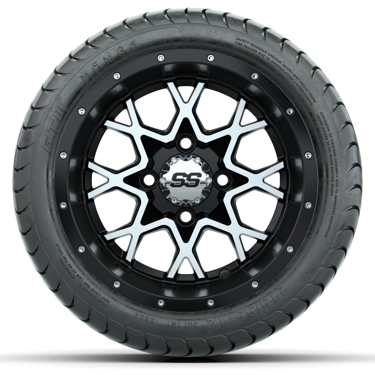 Set of (4) 12 in GTW Vortex Wheels with 215/35-12 GTW Mamba Street Tires