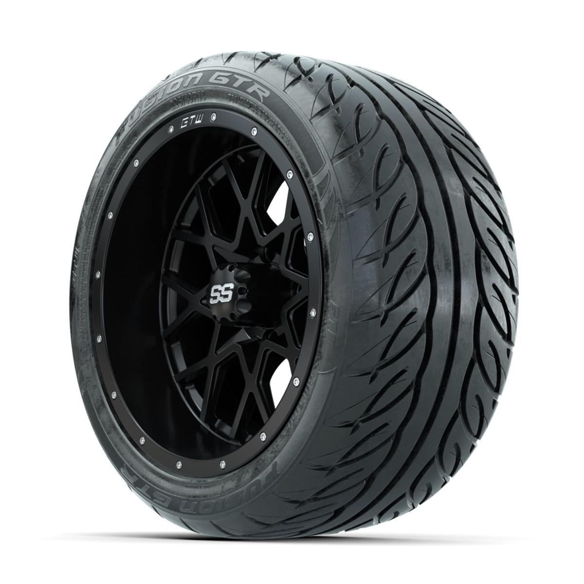 GTW Vortex Matte Black 14 in Wheels with 225/40-R14 Fusion GTR Street Tires – Full Set