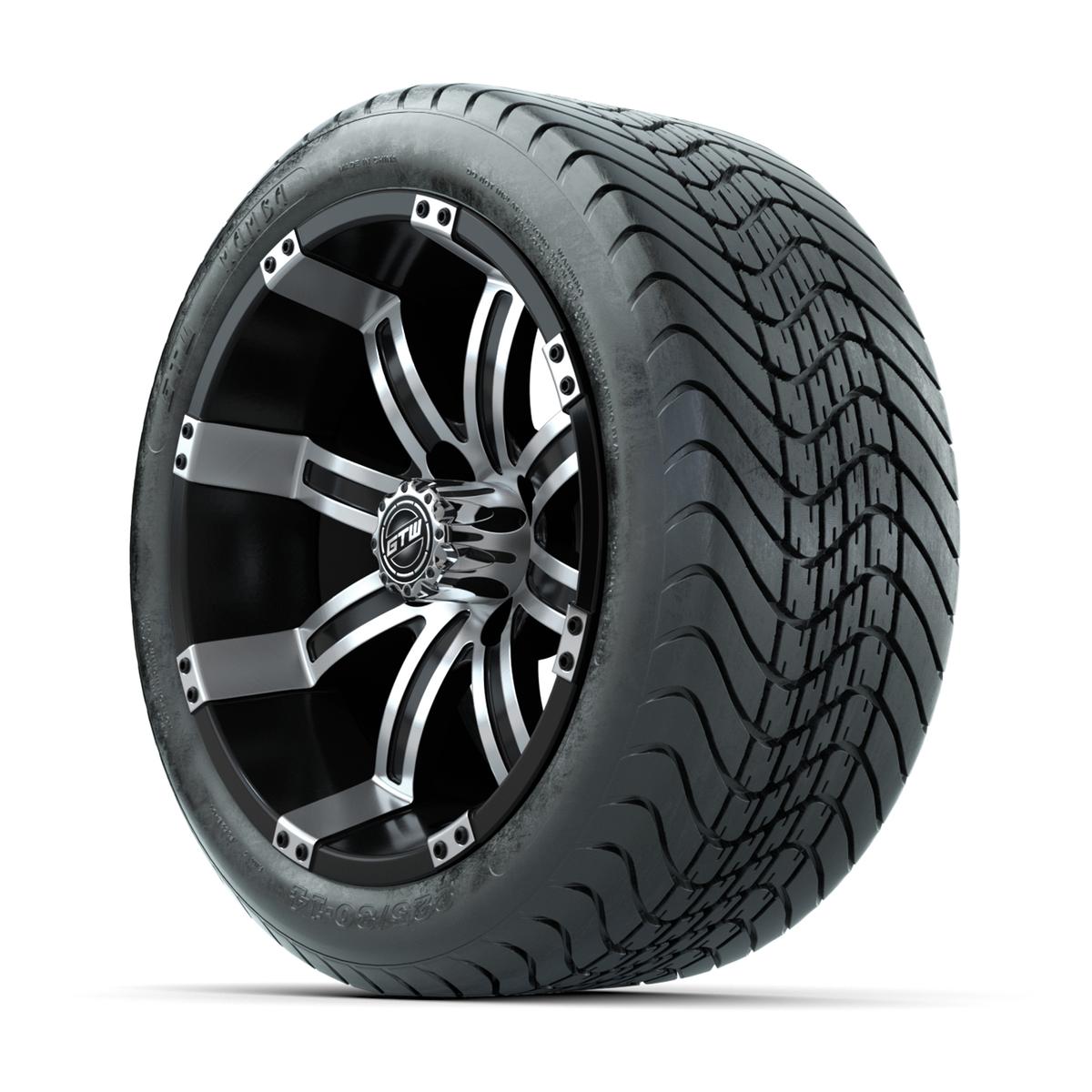 14” GTW Tempest Black and Machined Wheels with GTW Mamba Street Tires – Set of 4