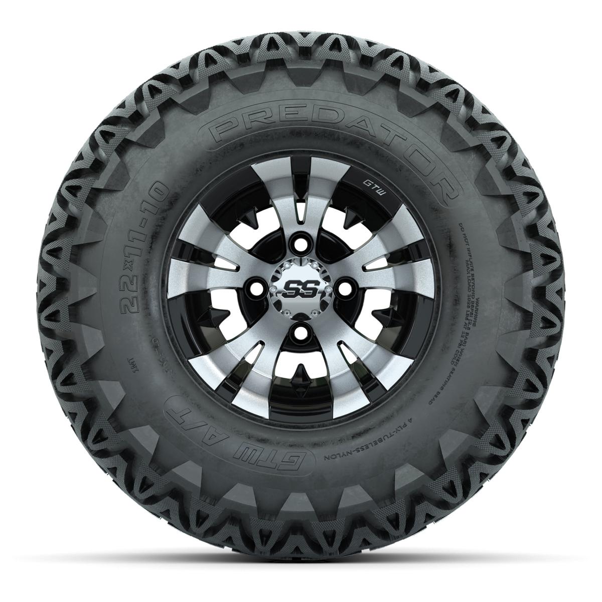 GTW Vampire Black and Machined Wheels with 22in Predator A-T Tires - 10 Inch
