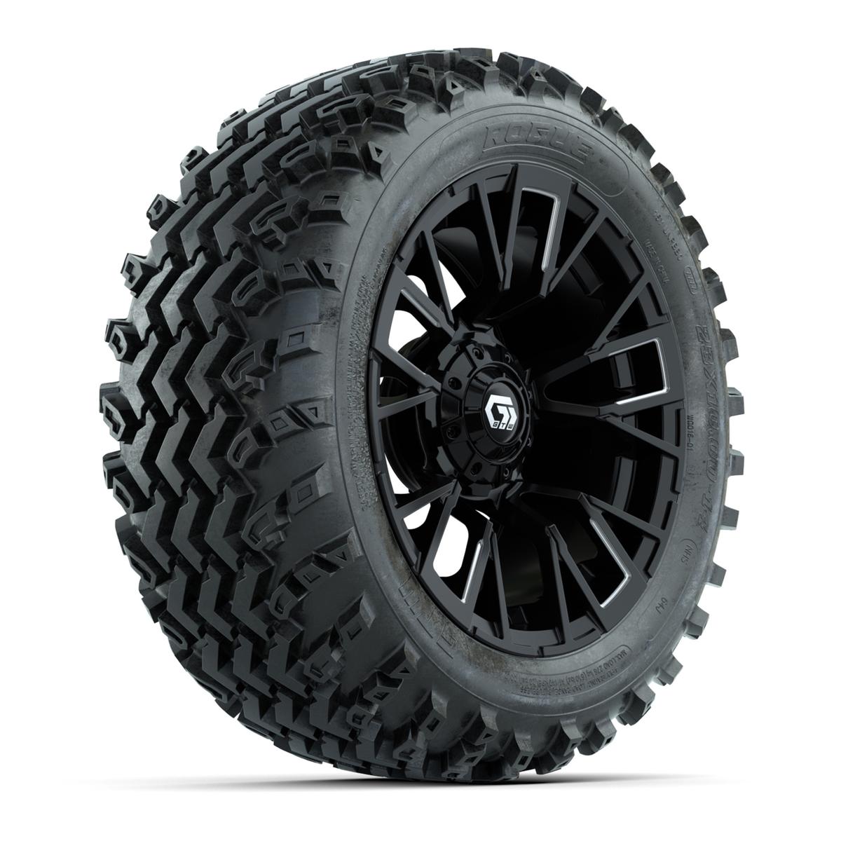 GTW&reg; Vandal Matte Black/Machined 14 in Wheels with 23X10-14 Rogue All-Terrain Tires – Full Set