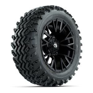 GTW&reg; Vandal Matte Black/Machined 14 in Wheels with 23X10-14 Rogue All-Terrain Tires – Full Set