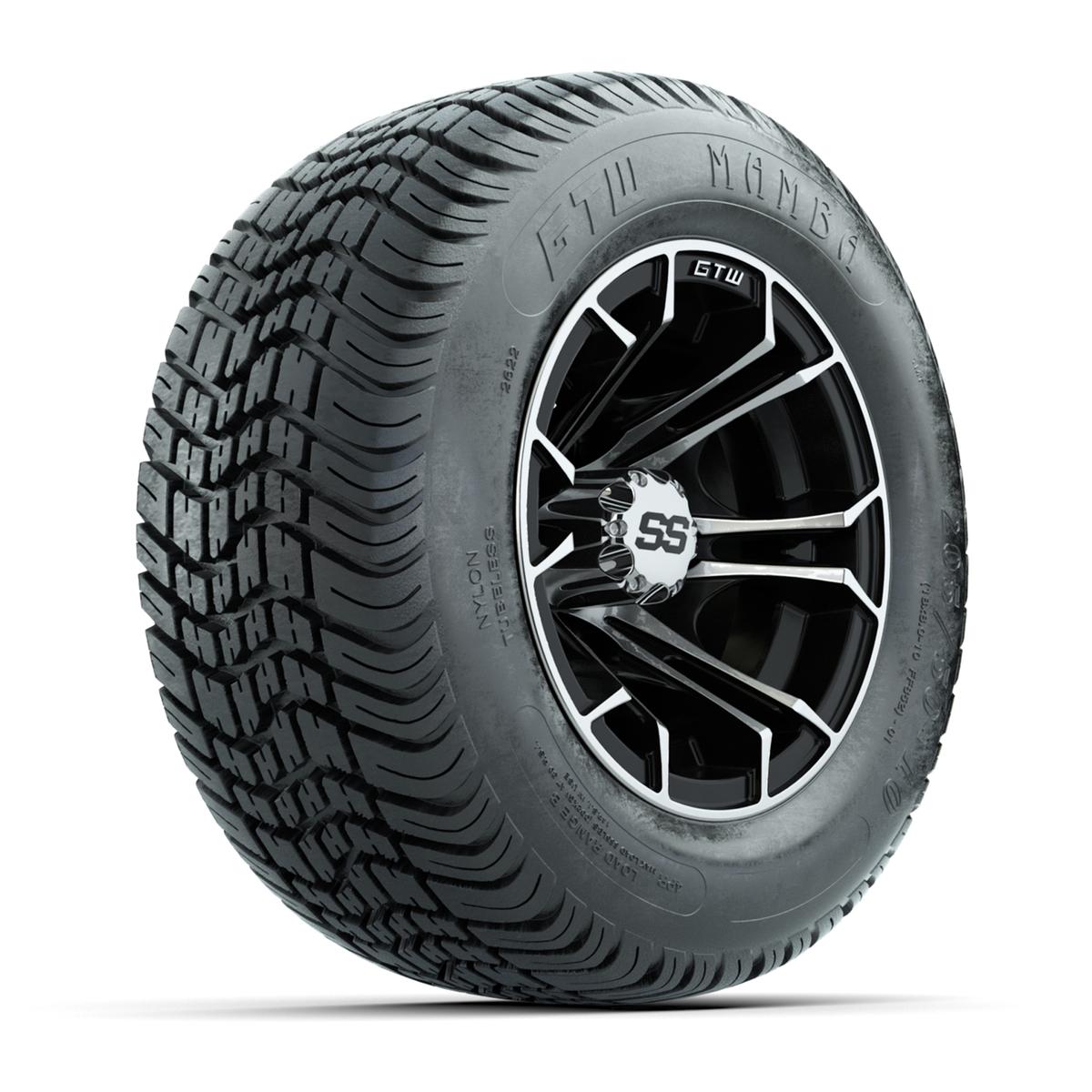 GTW Spyder Machined/Black 10 in Wheels with 205/50-10 Mamba Street Tires – Full Set