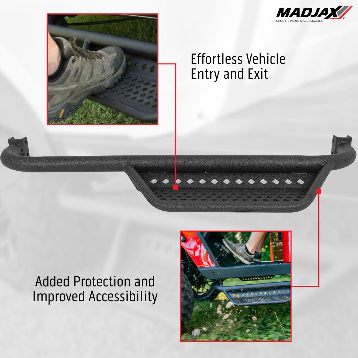 MadJax&reg; EZGO RXV Armor Nerf Bar with Drop Down Side Step and Brackets