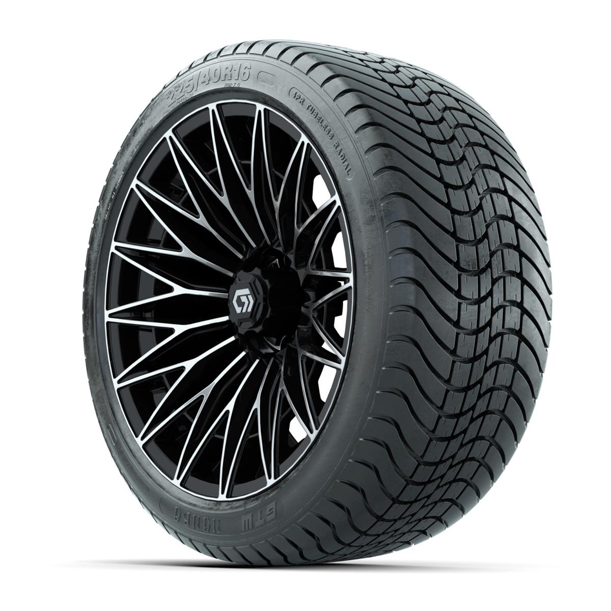 GTW&reg; Blur Black/Machined 16 in Wheels with 225/40-R16 Mamba Street Tires - Full Set