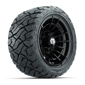 GTW Boost Gloss Black 12 in Wheels with 215/40-R12 Maverick Low-Profile All-Terrain Tires – Full Set