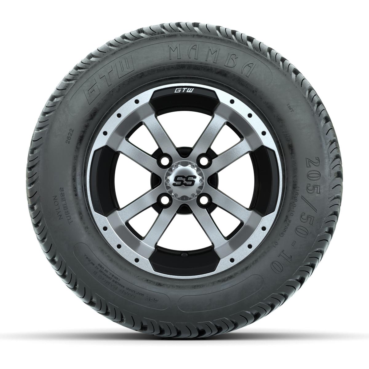 Set of (4) 10 in GTW Storm Trooper Wheels with 205/50-10 Mamba Street Tires