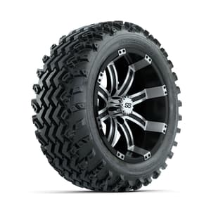 GTW Tempest Machined/Black 14 in Wheels with 23x10.00-14 Rogue All Terrain Tires – Full Set