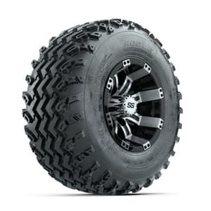 GTW Tempest Machined/Black 10 in Wheels with 22x11.00-10 Rogue All Terrain Tires – Full Set