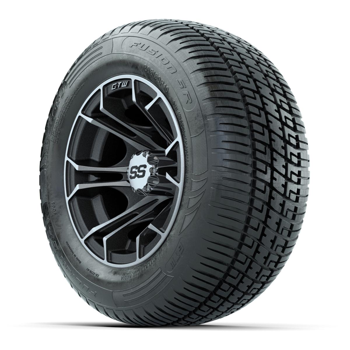 GTW Spyder Machined/Matte Grey 10 in Wheels with 205/50-10 Fusion SR Steel Belted Radial Tires – Full Set