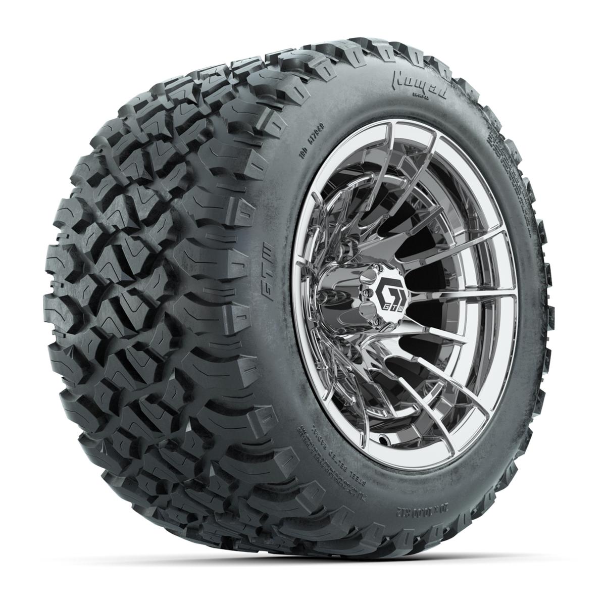 GTW&reg; Boost Chrome 12 in Wheels with 20X10-12 Nomad Steel Belt Radial All-Terrain Tires – Full Set