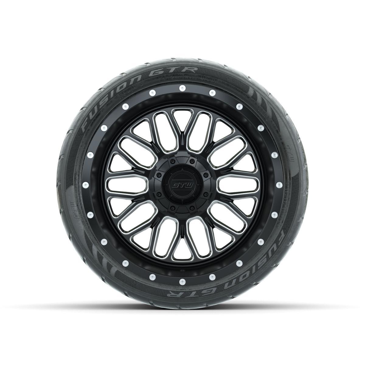 Set of (4) 14 in GTW® Helix Machined & Black Wheels with 205/40-R14 Fusion GTR Street Tires